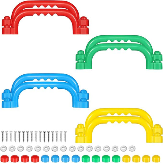 TOPNEW 8Pcs Kids Playground Safety Handles -Swing Set & Climbing Frame Hand Grips, Multi-Color Plastic Grab Bars for Outdoor Playhouse, Jungle Gym, Climbing Frame (Colour Mixing 2)