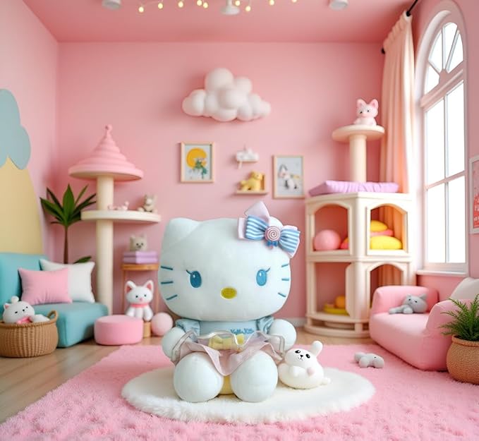 AlphaDesignLuxe Kitty Plush 10” Collectible Kitty Plushie Cute Stuffed Animal Toy Adorable Kawaii Doll (Girly)