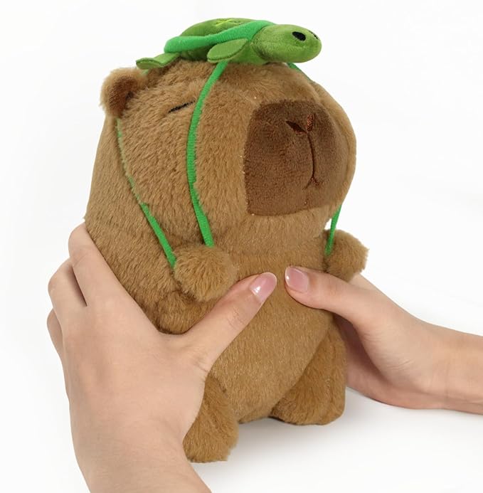 9 Inch Cute Capybara Stuffed Animal with Turtle Backpack - Companion to Relieve Emotions - Skin-Friendly Material - Soft Kawaii Plush Pillow for Birthday Gift for Kids Boys Girls