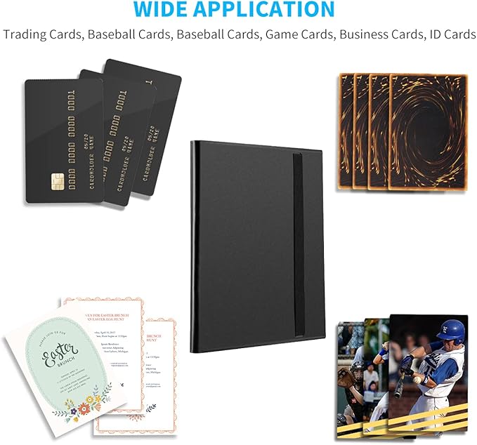 Card Binder, 360 Pockets Upgraded Trading Card Binders, Cards Collection Binder 9 Pocket, Side Loading Yugioh Binder Book Holder for MTG, TCG, Sport, Football, Baseball Collector Cards - Black