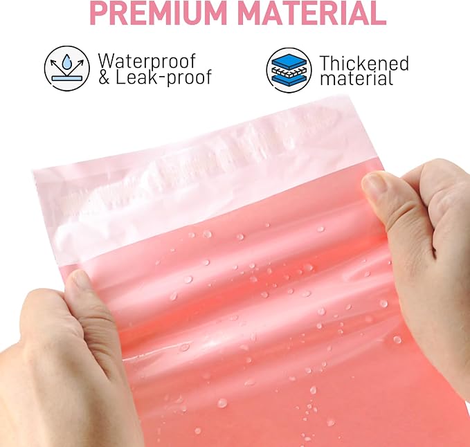 Sanitary Napkin Disposal Bags FARVIGOR, 100Pcs Women Feminine Hygiene Disposal Bags for Tampons and Pads, Personal Disposal Bag Self-Sealing, Privacy Protection, 9.8x5.9"(Pink)