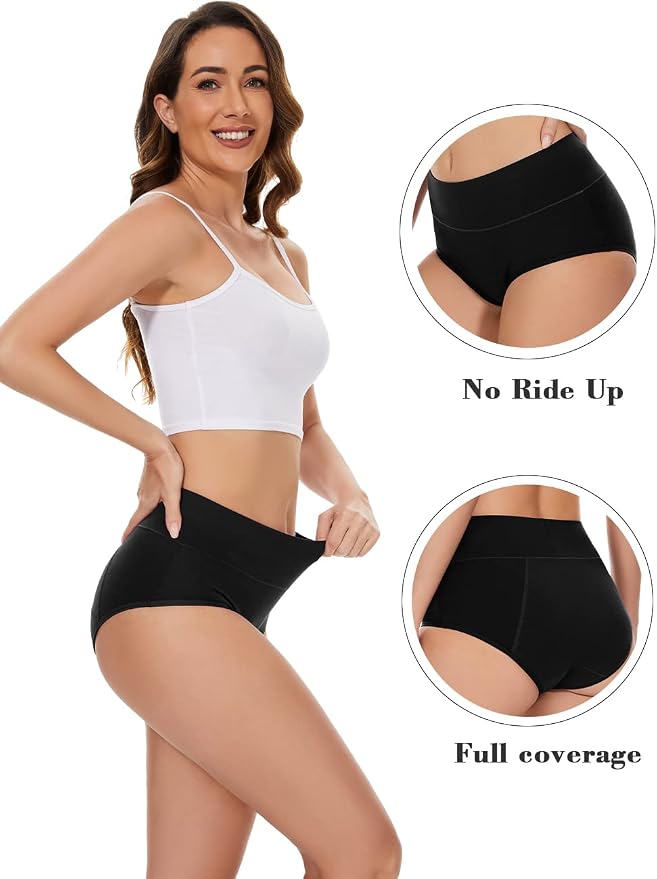 POKARLA Women's High Absorbency Period Cotton Underwear Heavy Flow Leakproof Panties(Regular&Plus Size)