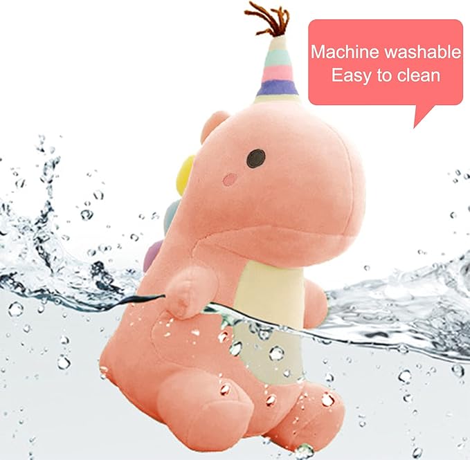 Stuffed Animal Plush Toys, Cute Dinosaur Toy, Soft Dino Plushies for Kids Plush Doll Gifts for Boys Girls (Pink, 13.8 Inch)