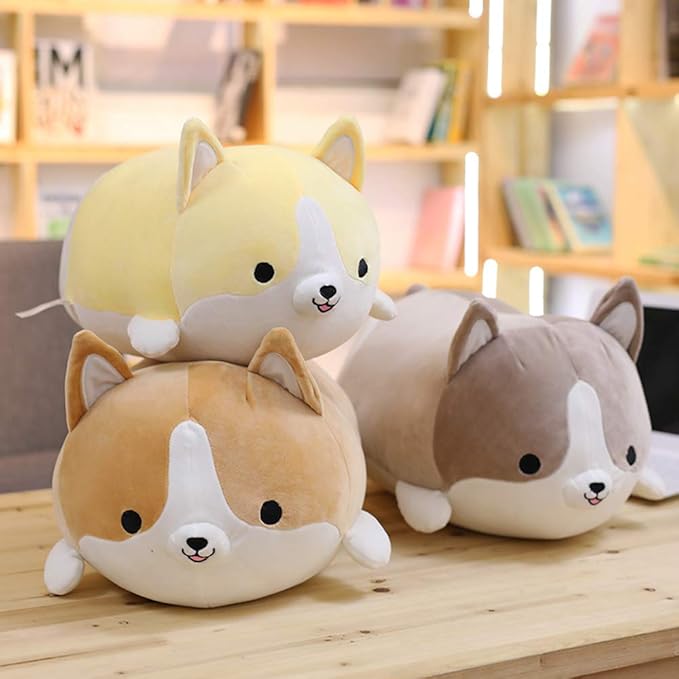 Corgi Dog Plush Pillow, Cute Shiba Inu Corgi Butt Stuffed Animal Toys Gifts for Bed, Valentine, Kids Birthday, Christmas (Gray, 17.3inch)