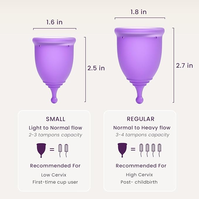 EcoBlossom Reusable Menstrual Cup Set - The Most Reliable Medical Grade Silicone Period Cups - Comfortably use for 12 Hours (2 Large Cups)