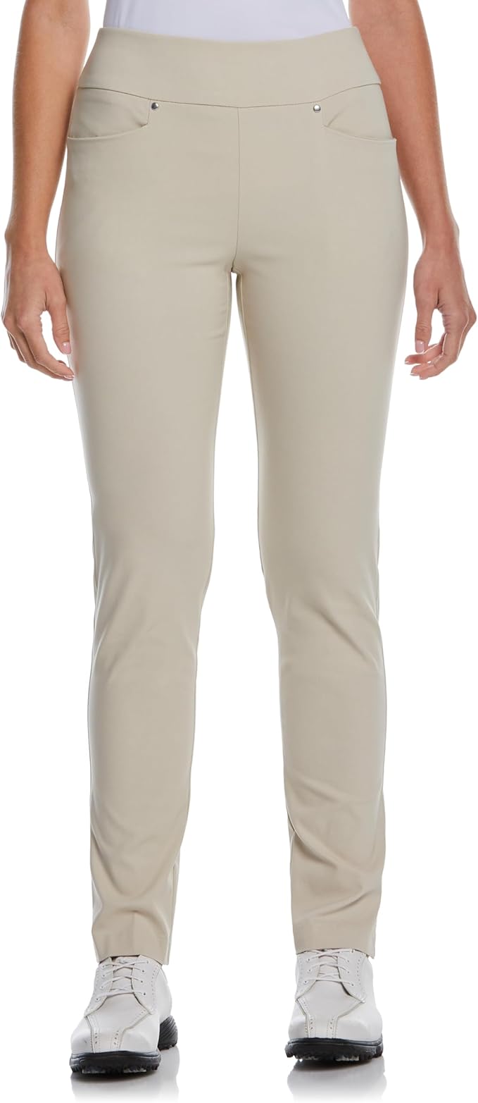 PGA Tour Women's Stretch Golf Pants with Pull-on Waist, 31" & 32" Inseams, Tummy Control, Moisture-Wicking, Sun Protection