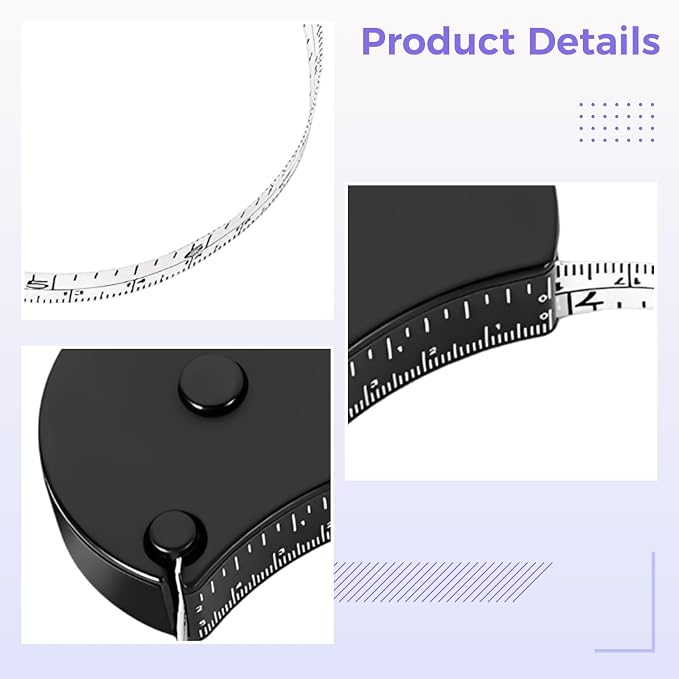 Retractable Body Tape Measure, Waist Measurement Tape with Auto Stand-Out, Mini Measuring Tool, Dual Scale, Easy Read Window