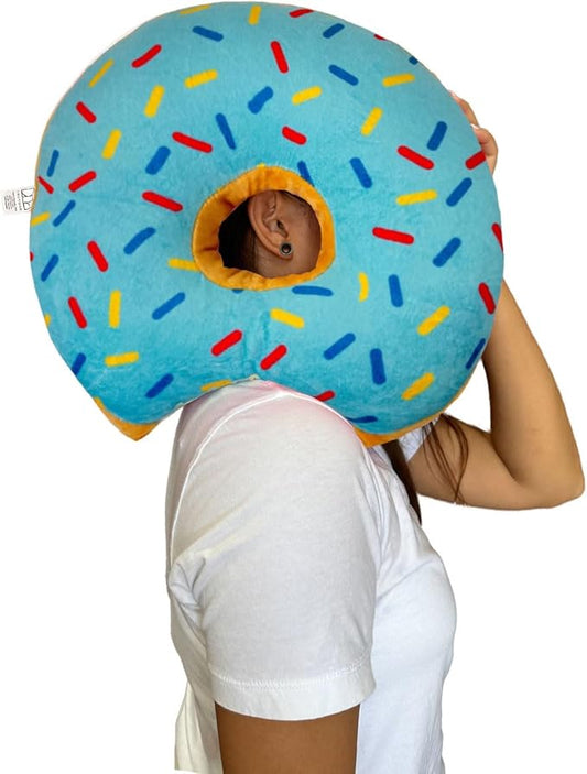 Donut Pillow for Ear Piercings - Comfortable Soft Ear Pillow for Side Sleeping - Reduces Ear Discomfort - Fun Decor, Stuffed Cushion and Toy, 14 Inches (Light)
