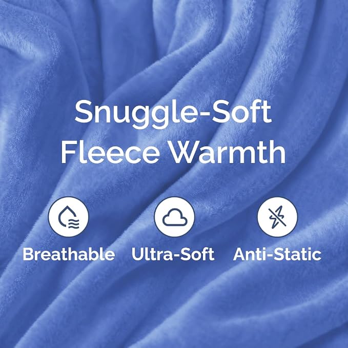 Fleece Blanket Throw XL - Ultra-Soft Flannel Fleece Blanket - Vista Blue | Soft, Warm, Outdoor Picnic Blanket for Camping, Travel, Lightweight, Cozy, Anti-Static, Home Decor Gifts for Men & Women
