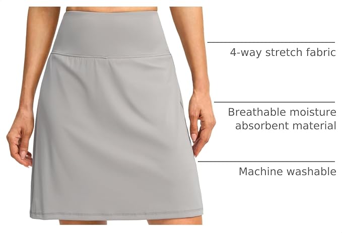 G Gradual 19" Skorts for Woman with Pockets High Waist Golf Skirt | Lightweight, Stretchy, Breathable, Tummy Control, Built-in Shorts, Athletic, Tennis, Pickleball, Casual Summer