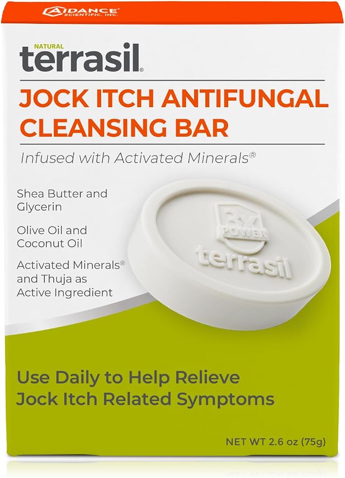 terrasil Antifungal Jock Itch Soap, 75g Bar | Fast Relief from Jock Itch Burning & Itchy Skin for Men & Women. All-Natural Moisturizing Ingredients. Dermatologist Tested