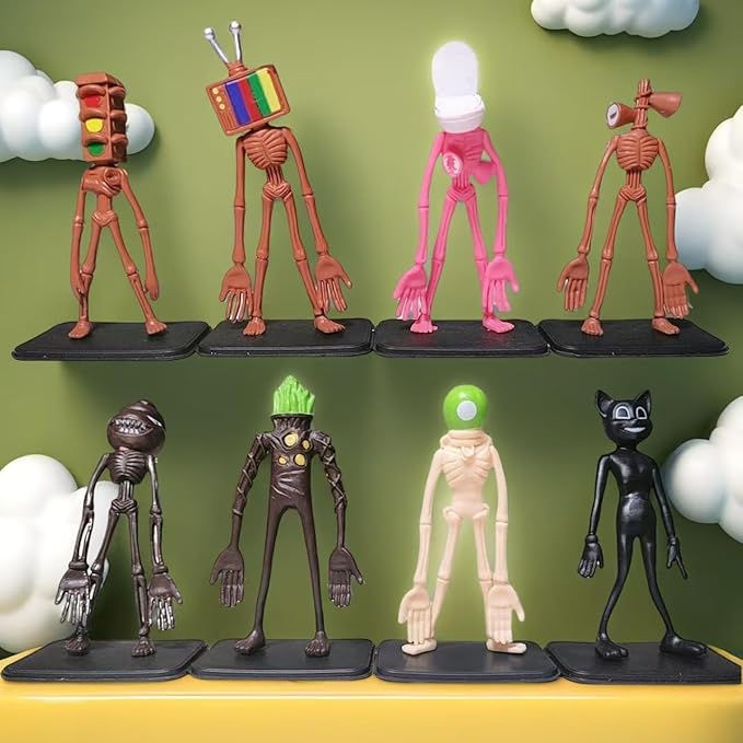 6 PCS Siren Head Toys Action Figure Horror Model Doll Gift for Kids Birthday Halloween Christmas Party Toys (8 PCS)