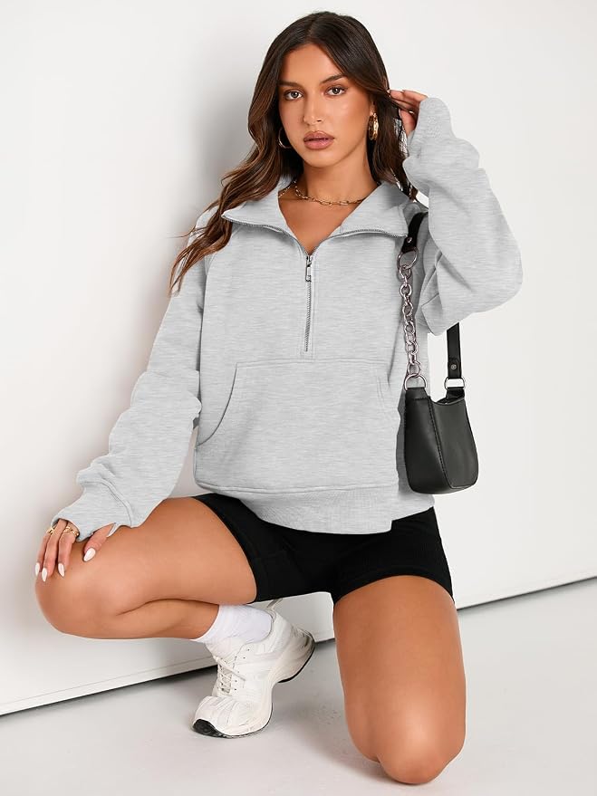 AUTOMET Womens Sweatshirts Half Zip Fleece Pullover Fall Outfits | Fall Fashion Clothes 2026,Cropped Sweatshirts,Cute Y2k Tops,Quarter Zipper Sweater,Winter Loungwear Outfits