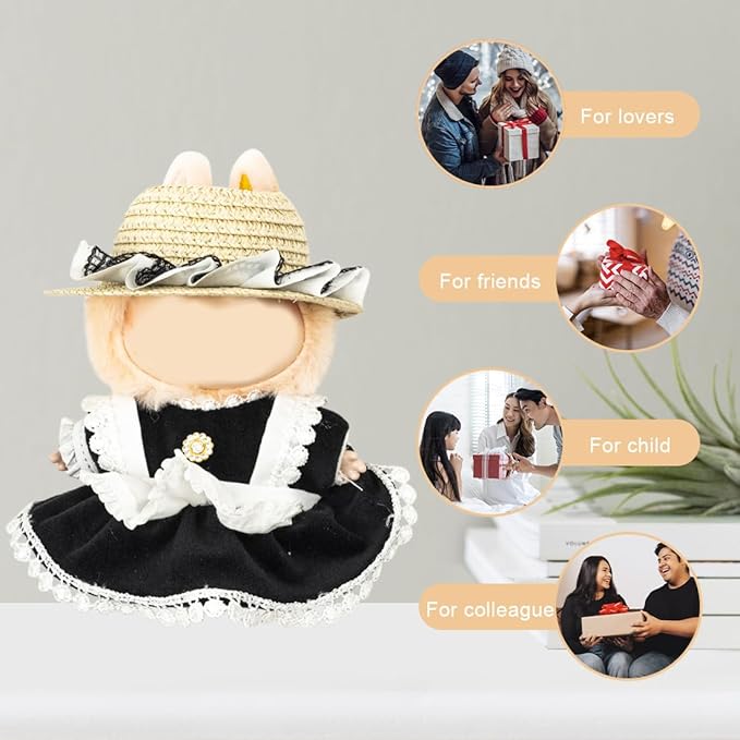 Clothes for 17cm Dolls(NO Doll) Outfit with Accessories Suit Cute Stylish Dress Up Set Maid Outfit