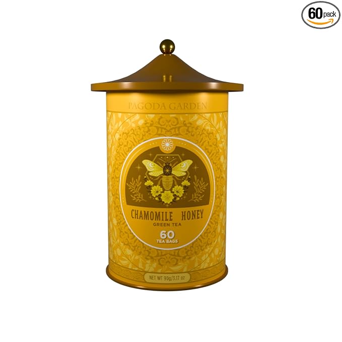 Life Plus Style Gourmet Pagoda Garden Chamomile Honey Green Tea Herbal Green Caffeinated Hot or Iced Natural Sweet Honey 60 Tea Bags