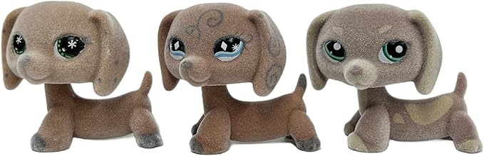 3pcs/Set Custom Flocked Pet Shop Toys Short Hair Cat Kitten Collie Great Dane Cocker Spaniel Dachshund Puppy Dog OOAK Compatible with LPS (#Mono and #640 and #1751)