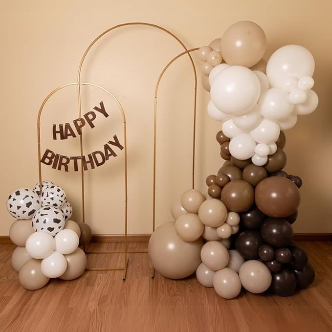 Brown Cow Balloons, 60Pcs 12 Inch Cow Print Coffee White Metallic Gold Latex Balloon, Tan Nude Neutral Beige Helium Balloons for Farm Western Theme Cowboys Cowgirls Birthdays Baby Shower Party Decor