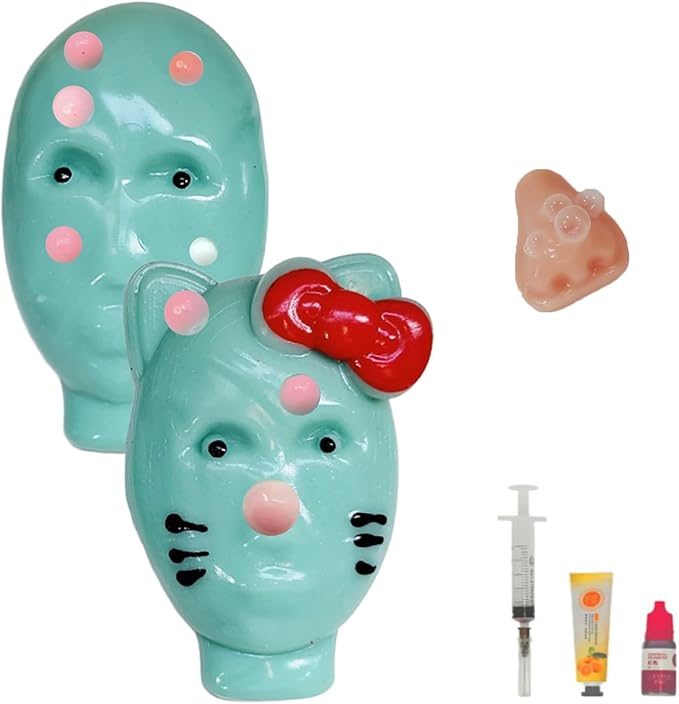 Pimple Popping Toy Face – Squishy Silicone Pimple Popper Fidget Toy for Adults, Stress Relief Satisfying Zit Picking Head Toy, Weird Squeeze ASMR Popping Toys for Teens & Adults