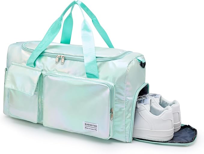 Small Gym Bag for Women, Travel Duffle Bag Carry On Weekender Bag with Shoe Compartment