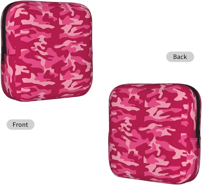 Camo Camouflage Pink Period Bag For Women,Portable Sanitary Napkin Period Pad Pouch For Purse, Small Make Up Bags