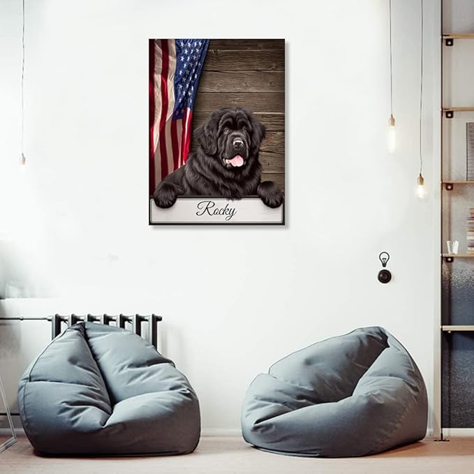 Custom Wooden Jigsaw Puzzles with Your Dog's Name on Newfoundland Art Print - 300 500 1000PCS Puzzles Game and Home Wall Decor