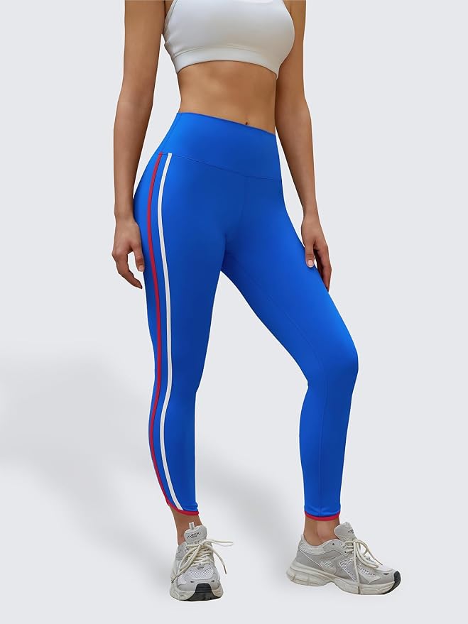 Aoysky Womens Buttery Soft Workout Leggings 25" Side Stripes High Waisted Full Length Yoga Leggings