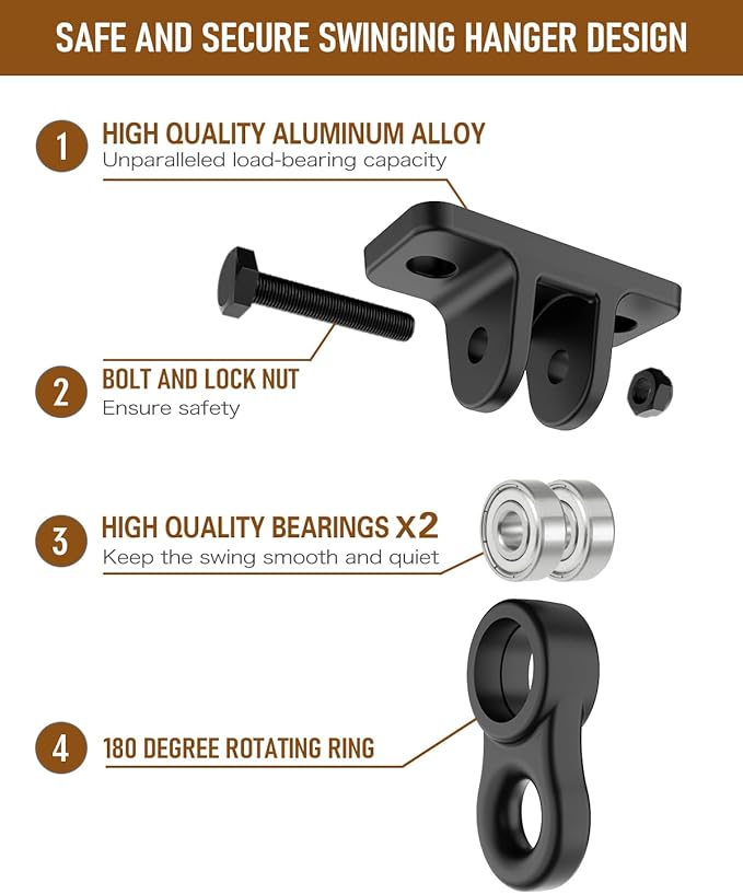 Heavy Duty Porch Swing Hangers Kit, with Screws Bolts for Wooden Sets Playground Porch Patio Yoga Seat Indoor Outdoor Hanging Snap Hooks (8 Pack Black)
