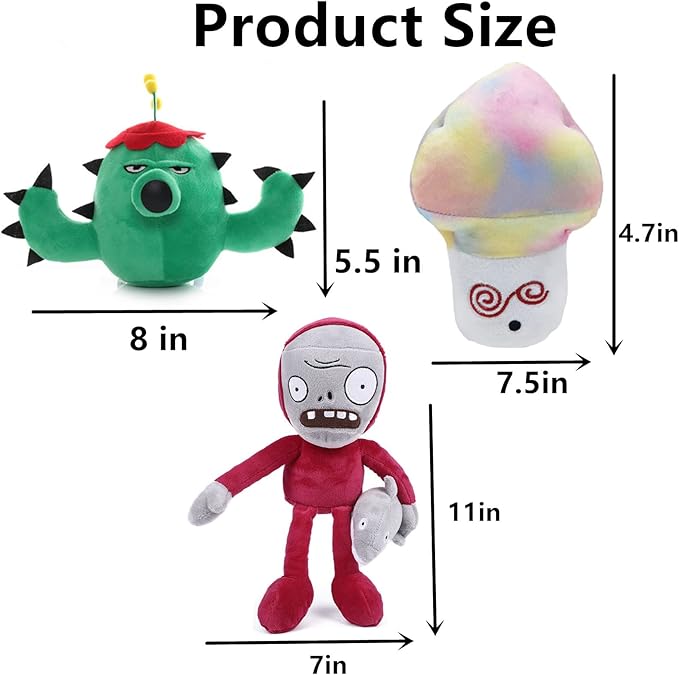 JHESAO 10 PCS Plants and Zombies Plush Zombies Plants Sets Toy, 1 2 Stuffed Soft Doll PVZ Plush Figure Doll New