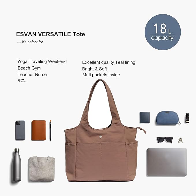 ESVAN Yoga Tote Bag Mat bag Women Shoulder Bags Carryall Tote for Travel Office Workout Gym Nurse Beach
