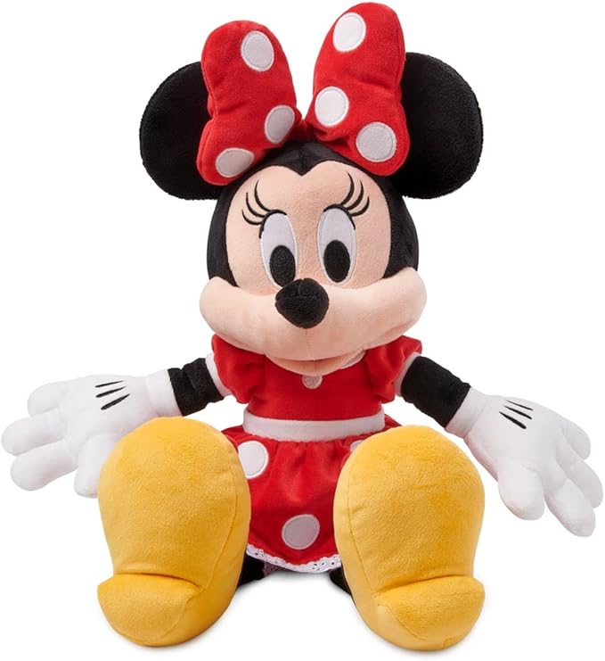 DISNEY STORE Official Minnie Mouse Red Dress Medium Soft Toy for Kids, Cuddly Character with Fuzzy Texture and Embroidered Details, Disney Plushy Suitable for All Ages.