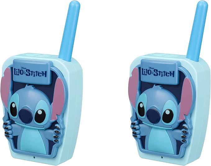 eKids Stitch Walkie Talkies for Kids, Static Free Extended Range Indoor and Outdoor Toys Designed for Fans of Stitch Toys