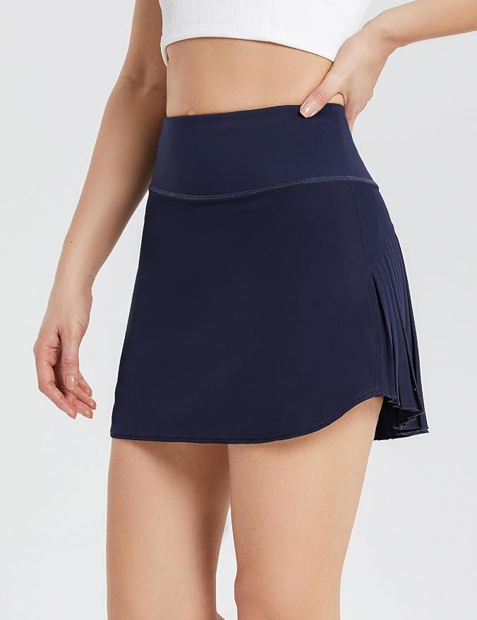 baleaf Tennis Skirt Pleated Golf Skorts with 3 Pockets | 14", Built in Shorts, High Waisted, Anti-slip Strip, Lightweight, for Athletic, Workout, Pickleball, Skorts for Women
