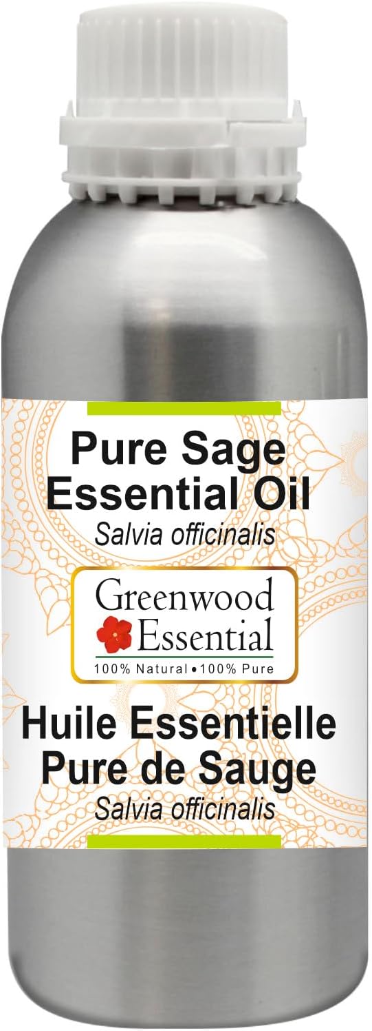 Greenwood Essential Pure Sage Essential Oil (Salvia officinalis) Steam Distilled 1250ml (42.2 oz)