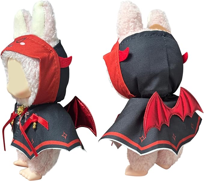 Vampire-Set for labubu clohtes (15cm & 17cm Monster Keychain-Macaron/Have a seat/Energy). Cute Halloween Doll Clothes Set for popmart Toys. Playful Doll Outfit for Photography & Display