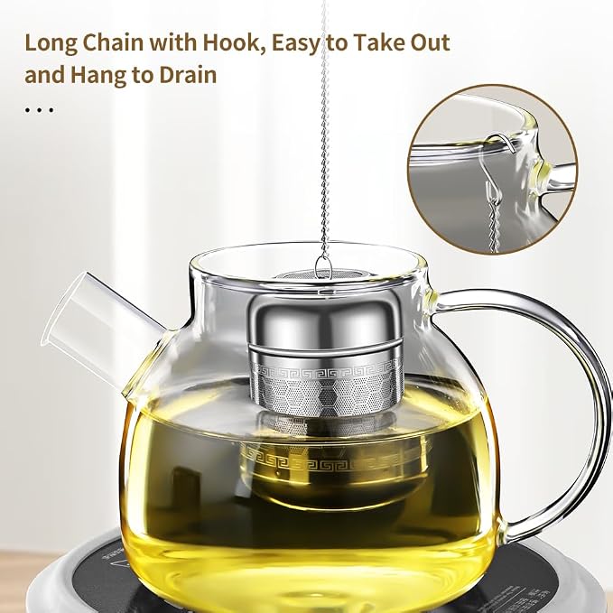 316 Stainless Steel Tea Strainers for Loose Tea with Drip Trays, Extra Fine Mesh Tea Infuser, Loose Leaf Tea Steeper (1 Pack - Small)