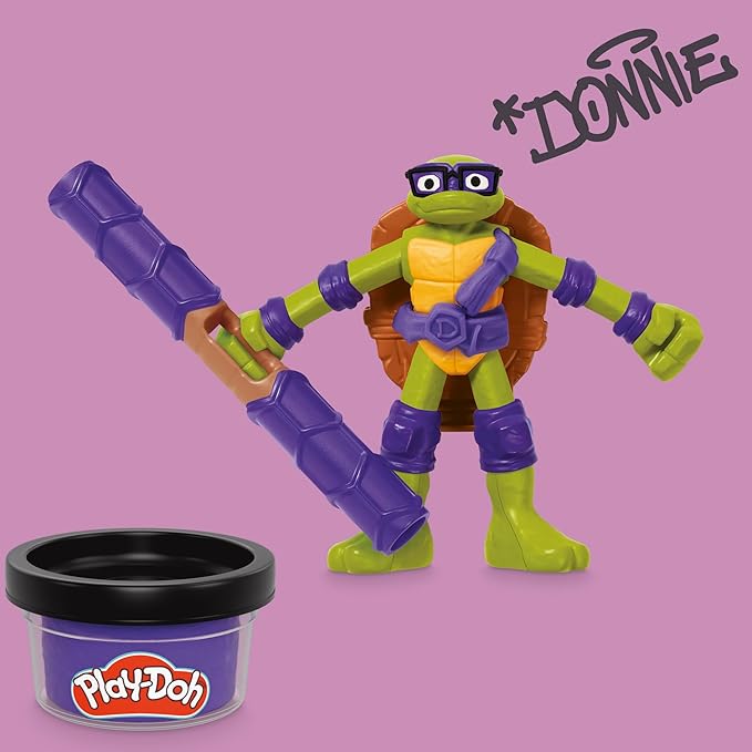 PLAY-DOH Teenage Mutant Ninja Turtles Cowabunga Creations Bendy 4 Inch Action Figures Set, Kids Arts & Crafts, TMNT Toys for Boys & Girls 4+