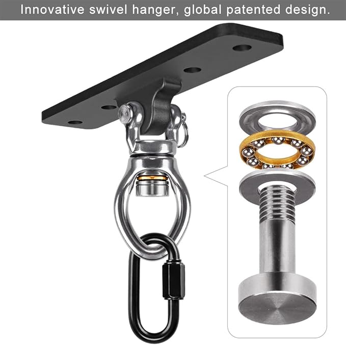 Dolibest 2 Pack Heavy Duty Swing Hangers, Swing Set Accessories with Carabiner for Indoor/Outdoor Use, Porch Swing, Hanging Kit for Wooden/Concrete Set w/ 8 Wood Screws and 8 Expansion Bolts, 900LB