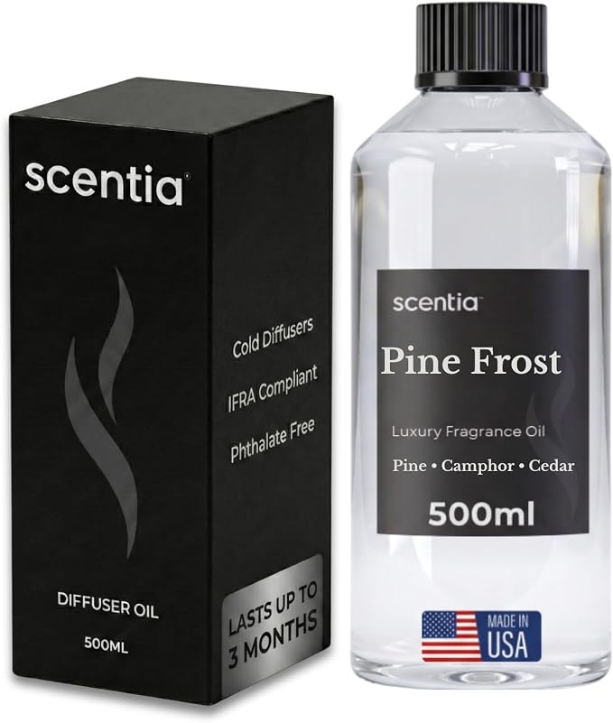 Scentia Pine Frost Essential Oil – 500 ml Professional Holiday Diffuser Oil | Crisp Winter Blend with Fir, Pine, Citrus & Vanilla | Bulk Aromatherapy for Homes, Spas, Hotels & DIY Candle Supplies
