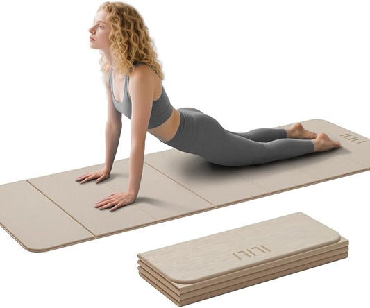 ILILI Foldable Yoga Mat 71 * 24 * 0.3'' - TPE Non-Slip Fitness Mat for Home，Waterproof & Lightweight (2lb) for Home Gym, Pilates & Stretching,Fitness Workouts