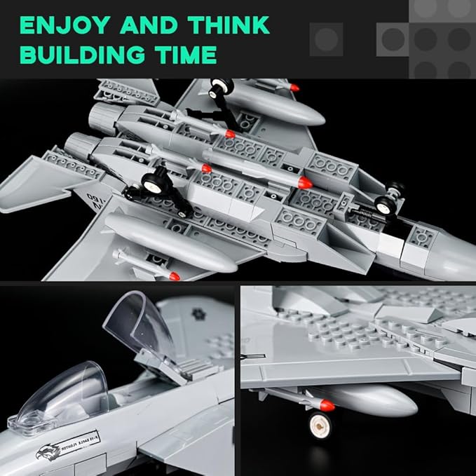 ArtorBricks Air Force Series F-15 Eagle Fighter Airplane Military Building Set Adult Gift.Including Model Display Rack (223 Pieces)