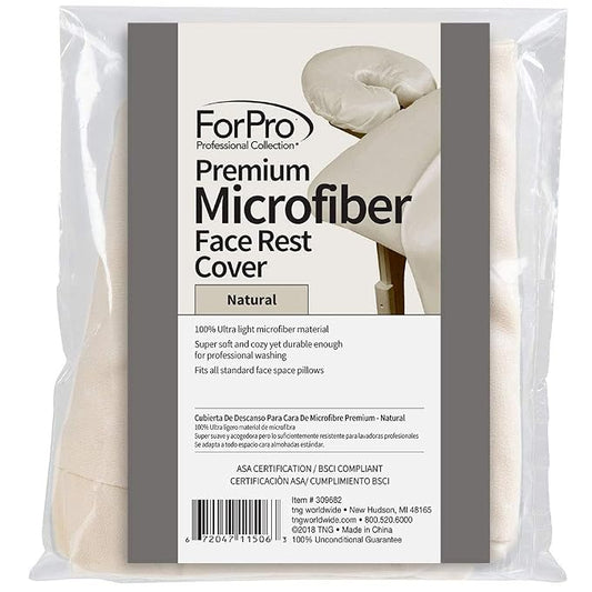 ForPro Premium Microfiber Face Rest Cover, Natural, Ultra-Light, Stain and Wrinkle-Resistant, for Massage Tables