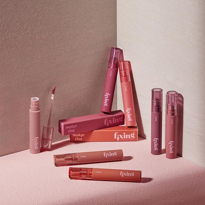 ETUDE Fixing Tint #02 Vintage Red (4g) | Long Lasting High Pigmented Liquid Lipstick | Waterproof Lightweight Matte Finish Lip Stain | Full Coverage | Korean Makeup, Kbeauty