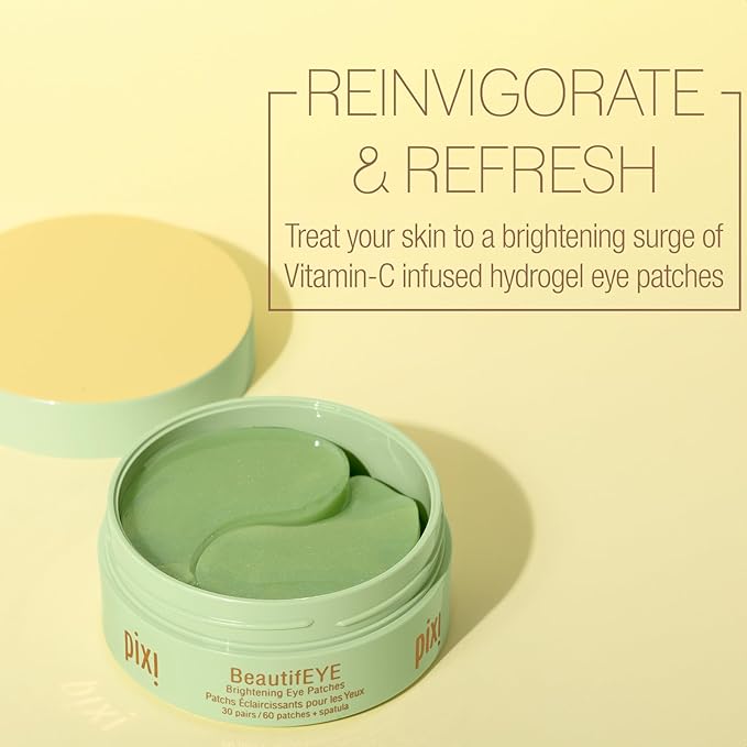 Pixi BeautifEYE Hydrogel Under-Eye Patches | Refreshing Eye Patches For Dark Circles | Brighten & Hydrate Under Eyes | 30 Pairs / 60 Patches