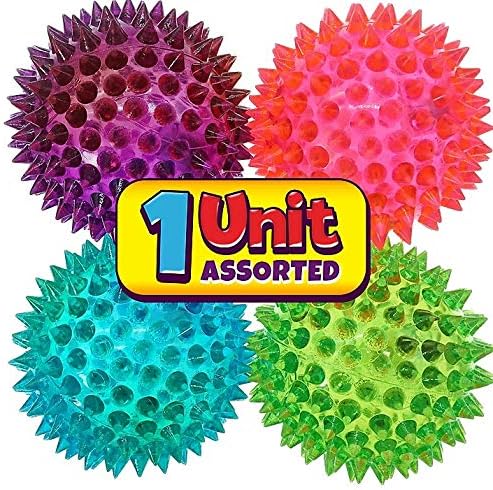 JA-RU Light Up Ball (1 Ball) Rubber Spiky Balls for Kids. Stress Relief Toy Autism Sensory Products. Dog Chew Toy Bulk Birthday Party Favors, Goodie Bag Stuffers. 699-1