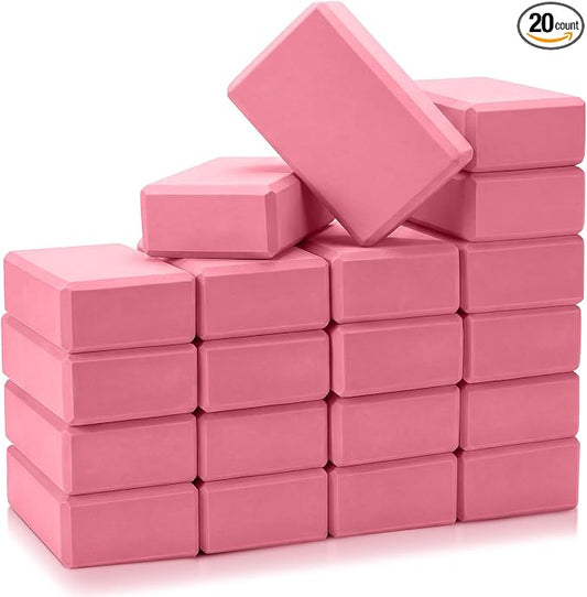 Honoson 20 Pcs Yoga Blocks Bulk 9''x6''x3'' High Density EVA Foam Blocks for Exercise Pilates Meditation, Lightweight Non-slip Surface, Improve Strength Balance Flexibility