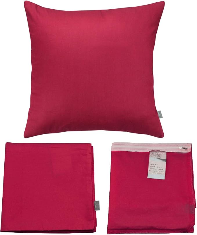 Thmyo 4-Pack 100% Cotton Comfortable Solid Decorative Throw Pillow Case, Square Cushion Cover Pillowcase Sublimation Blank Pillow Covers DIY Throw Pillowcase for Sofa(20x20 inch/ 50x50cm,Dark red)