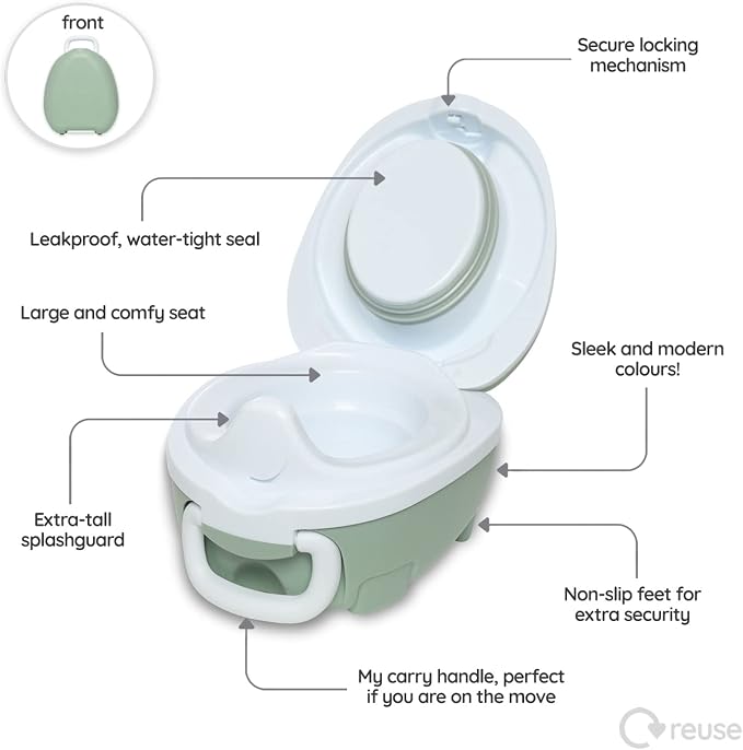My Carry Potty - Green Pastel Travel Potty, Award-Winning Portable Toddler Toilet Seat for Kids to Take Everywhere