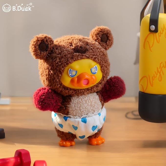 B.Duck Plush Blind Box Hugging Bear Series Cute Duck Vinyl Plush Keychain Figures, Scented Collectible Toys with Surprise Characters, Standing Design for Desk Décor, Gifts (Single Box)