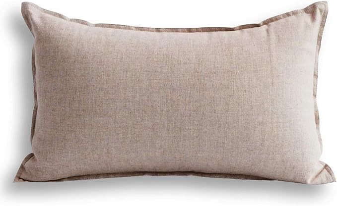 Jeanerlor Cotton Linen Soild Decorative Yellow 12"x20" Lumbar Throw Pillow Case Cushion Cover with Twin Needles Stitch on Edge for Coffee Shop/Bar/Balcony (30 x 50cm)