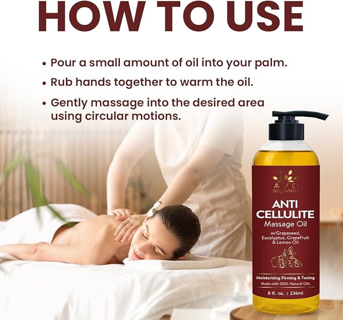 AVD Organics AntiCellulite Massage Oil 236 ml | Elevate Your Massage Rituals with This Oil Offering Deep Skin Nourishment and a Soothing Aromatic Touch| 8 fl.oz
